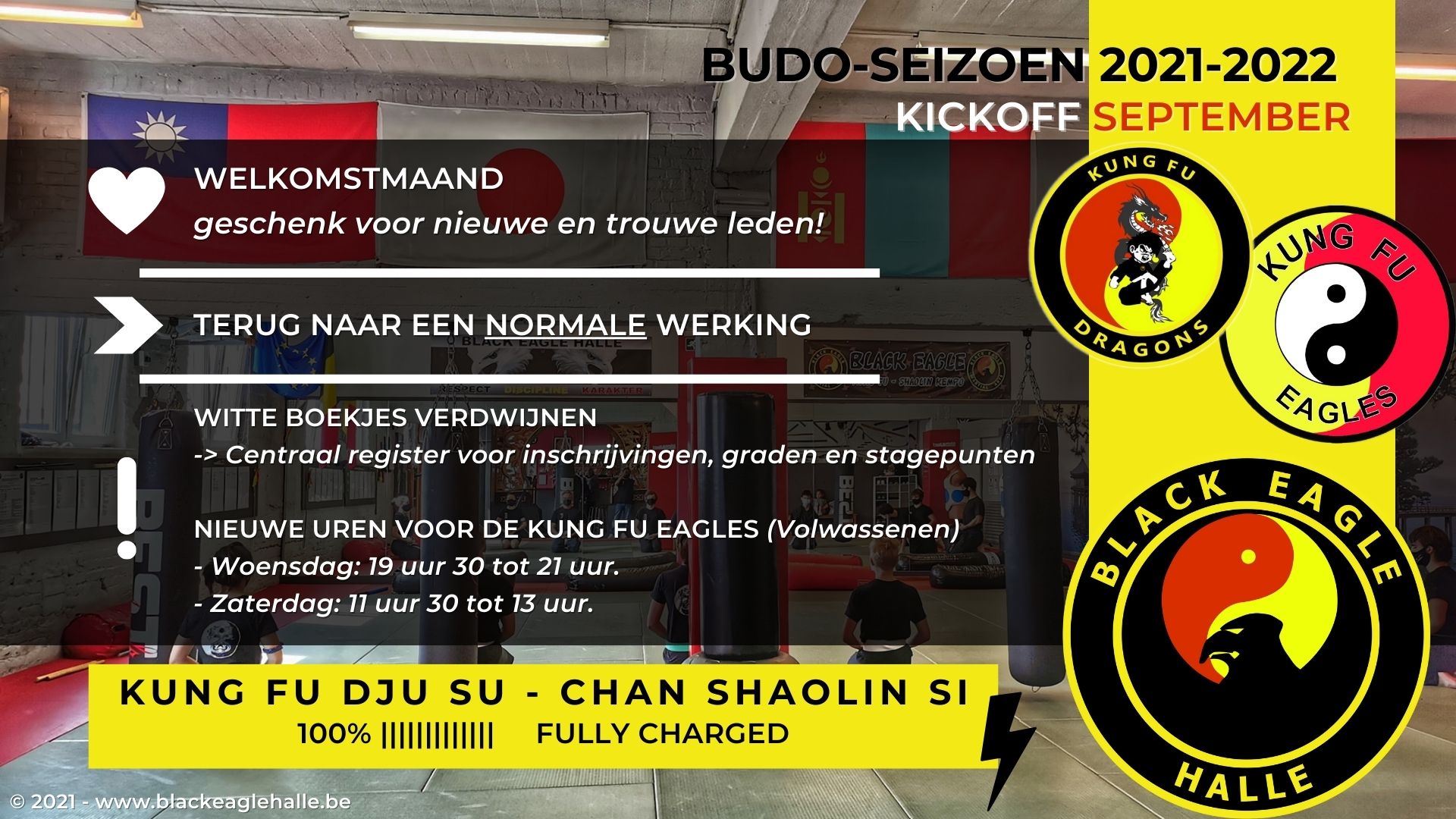 Start budo-seizoen 2021-2022: "Black Eagle Fully Charged!"
