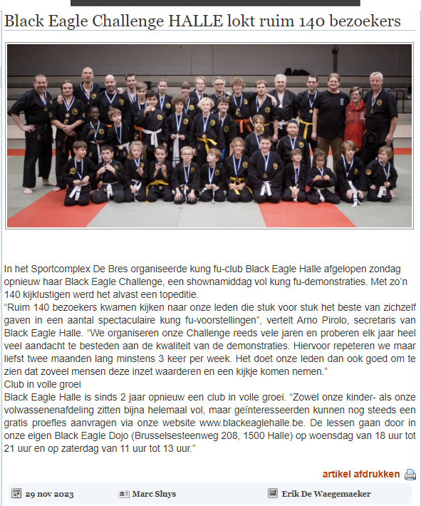 Black Eagle Challenge HALLE lokt ruim 140 bezoekers