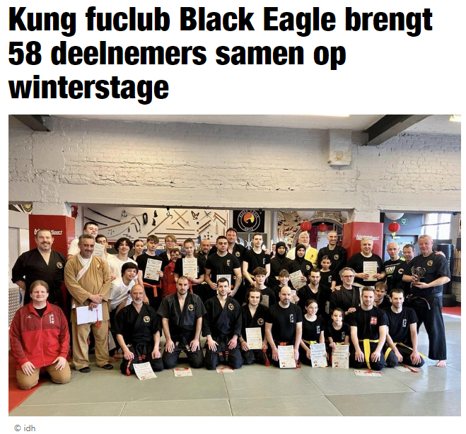 Kung fuclub Black Eagle brengt 58 deelnemers samen op winterstage