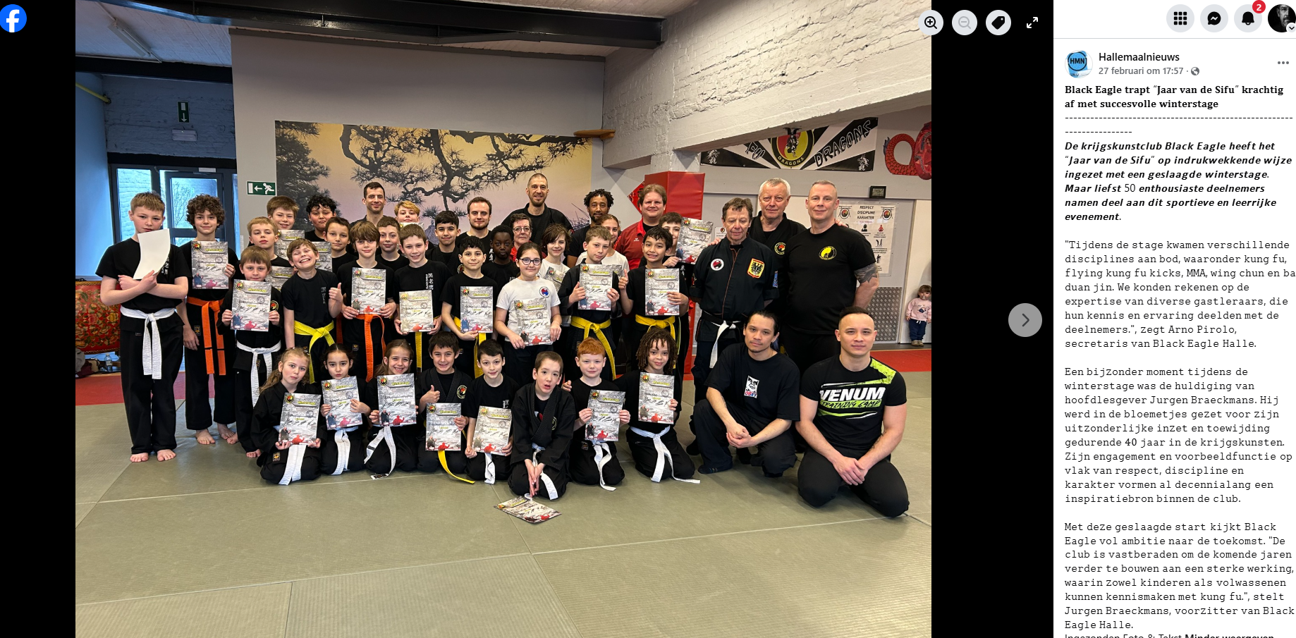 Black Eagle trap "Jaar van de Sifu" krachtig af met succesvolle winterstage