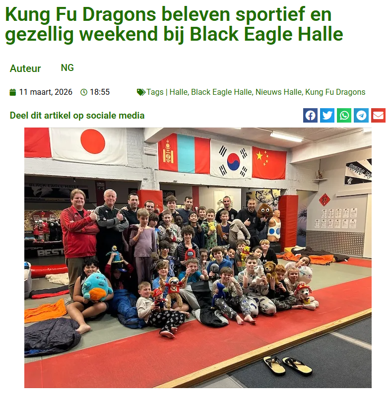 Kung Fu Dragons beleven sportief en gezellig weekend bij Black Eagle Halle