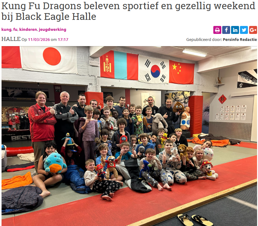 Kung Fu Dragons beleven sportief en gezellig weekend bij Black Eagle Halle