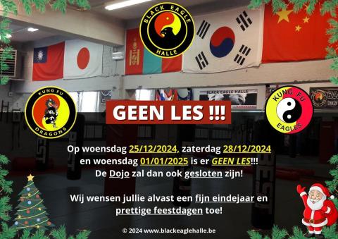 BELANGRIJK BERICHT VOOR ONZE LEDEN! 25/12/2024, 28/12/2024 en 01/01/2025 GEEN LES
