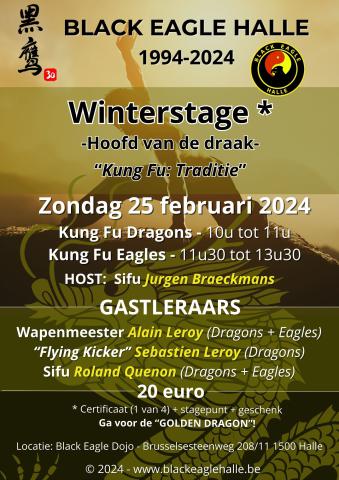 De Black Eagle Winterstage "Kung fu: traditioneel" - Zondag 25 februari 2024