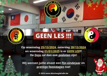 BELANGRIJK BERICHT VOOR ONZE LEDEN! 25/12/2024, 28/12/2024 en 01/01/2025 GEEN LES